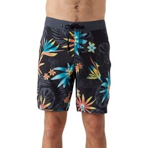 O'Neill Hyperfreak Mysto Scallop Swim Boardshorts Mens 32 Black Stretch NEW